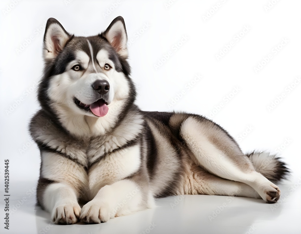 Alaskan Malamute Dog Lying Down, Studio Shot Alaskan Malamute Dog Lying Down, Studio Shot