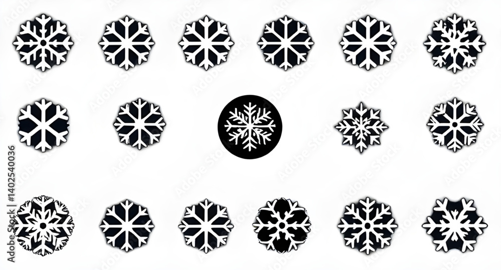 set of snowflakes set of snowflakes