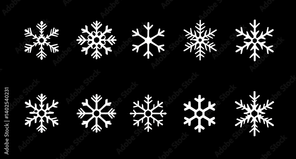 set of snowflakes set of snowflakes