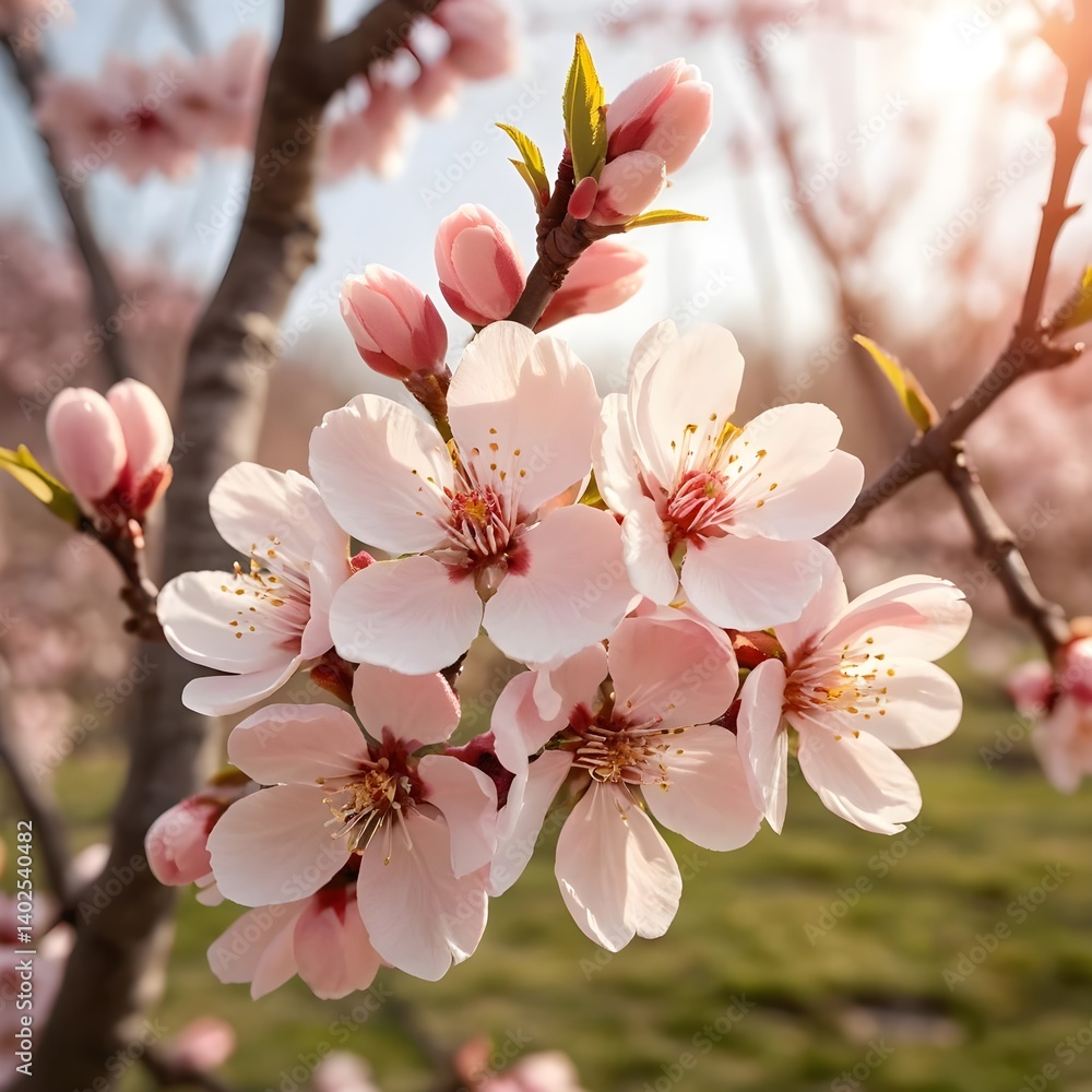Obraz premium Peach Blossoms in Spring Sunlight