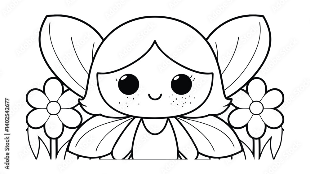 Cute Outline Drawing Of A Fairy With Flowers For Coloring Books And Creative Projects For Children Cute Outline Drawing Of A Fairy With Flowers For Coloring Books And Creative Projects For Children
