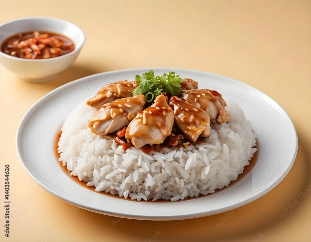 Delicious Chicken with Rice and Sauce Delicious Chicken with Rice and Sauce