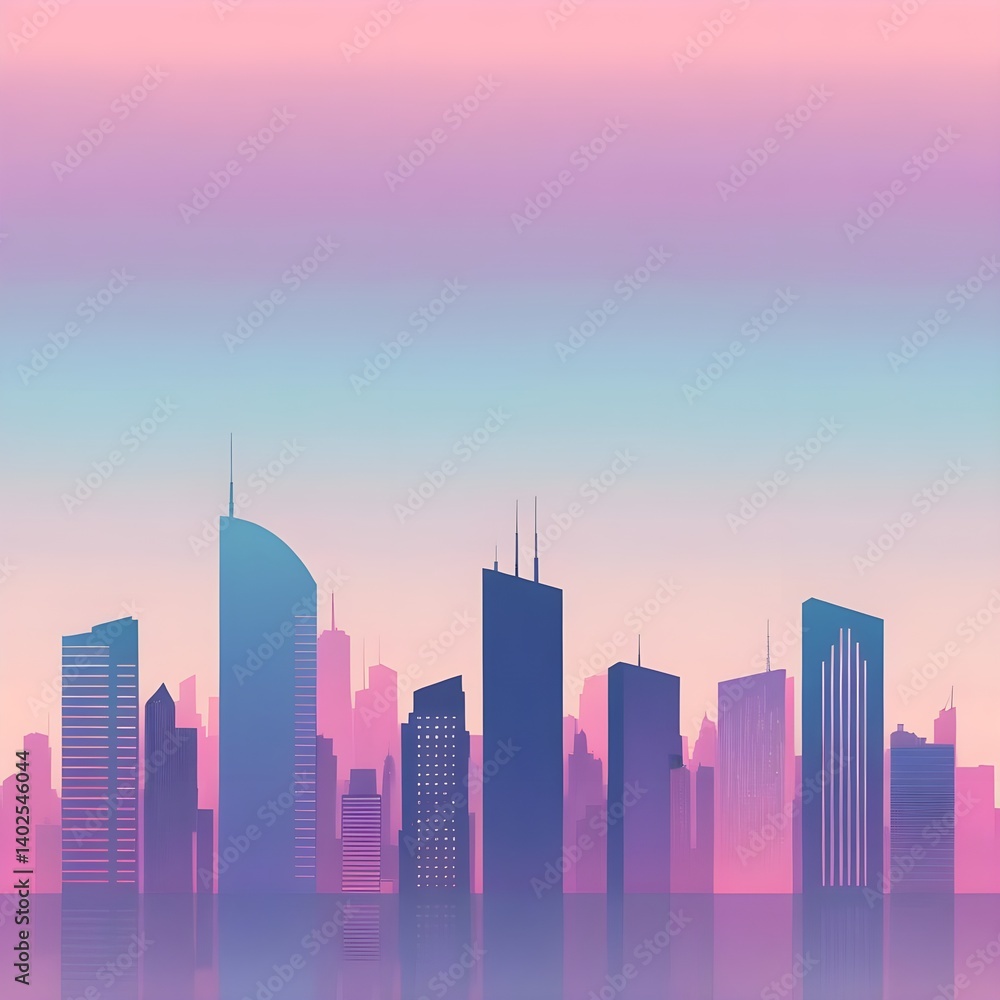 Fototapeta premium Pastel City Skyline at Dawn