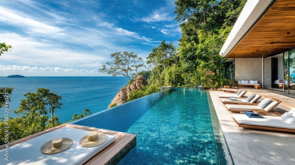 Fototapeta premium 9 Sea view pool with a stunning luxurious backdrop