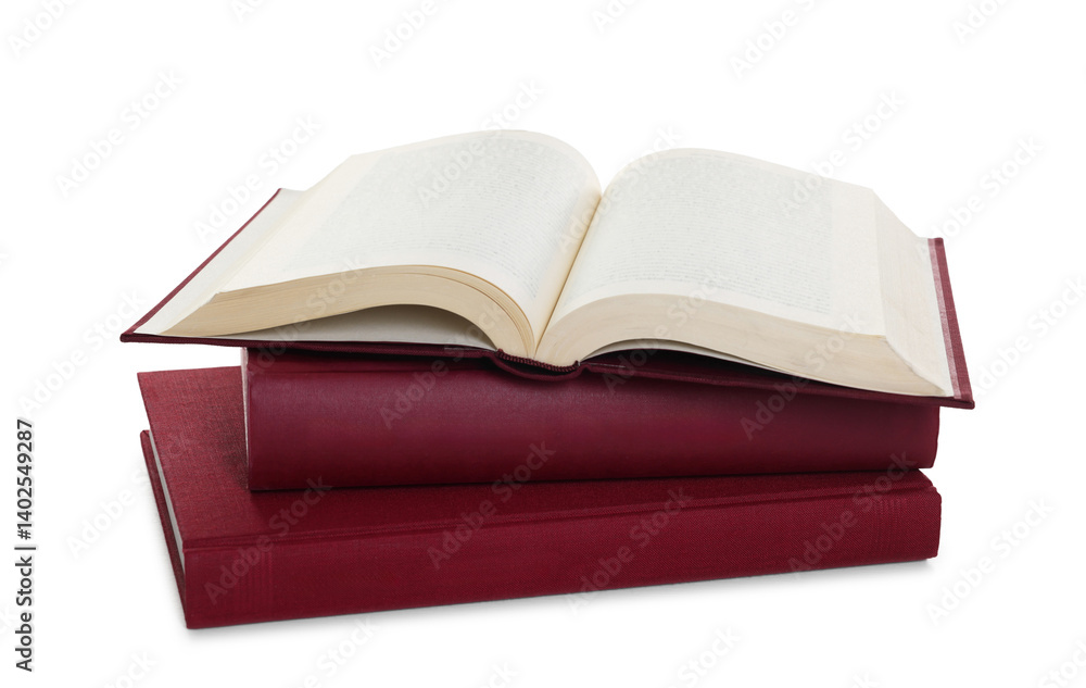 Obraz premium Stack of hardcover books isolated on white