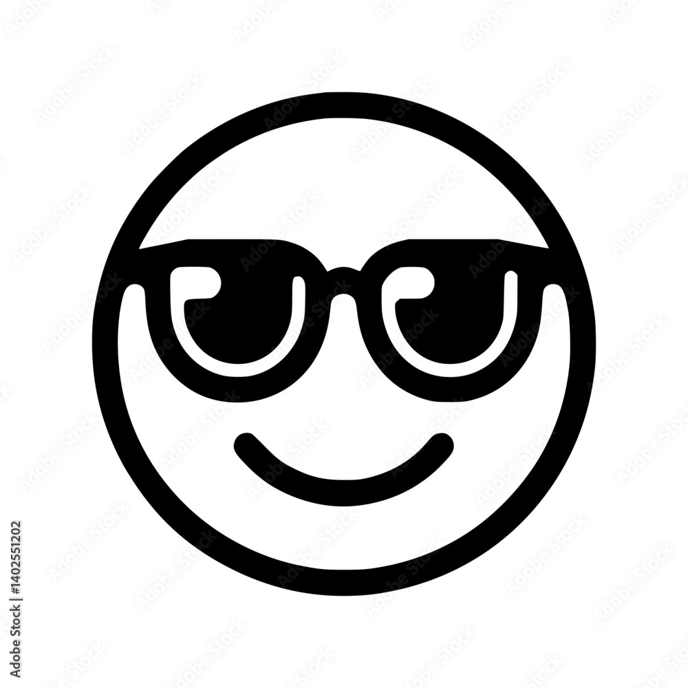 Emoji icon with sunglasses expressing coolness Emoji icon with sunglasses expressing coolness