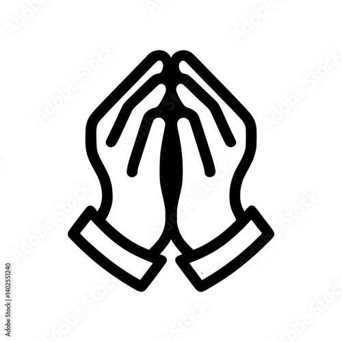 Praying hands expressing gratitude and request in a minimalist style  