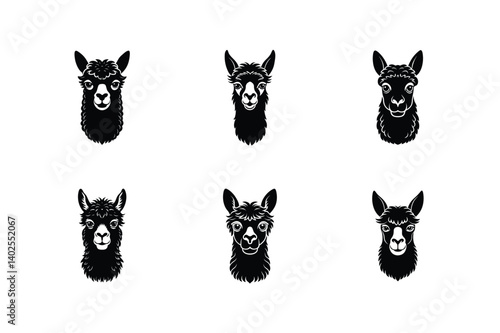 llama alpaca head vector art silhouette