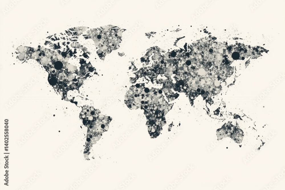 World map with speckled texture World map with speckled texture