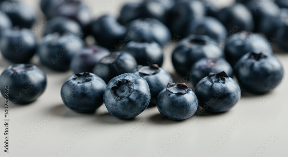 Close-up of fresh blueberries on light surface with natural light Close-up of fresh blueberries on light surface with natural light