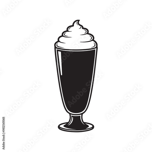 Chocolate milkshake with whipped cream in tall glass