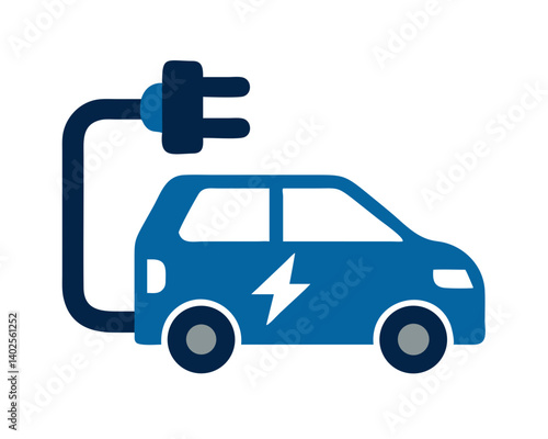 Electric car charging icon in blue style  