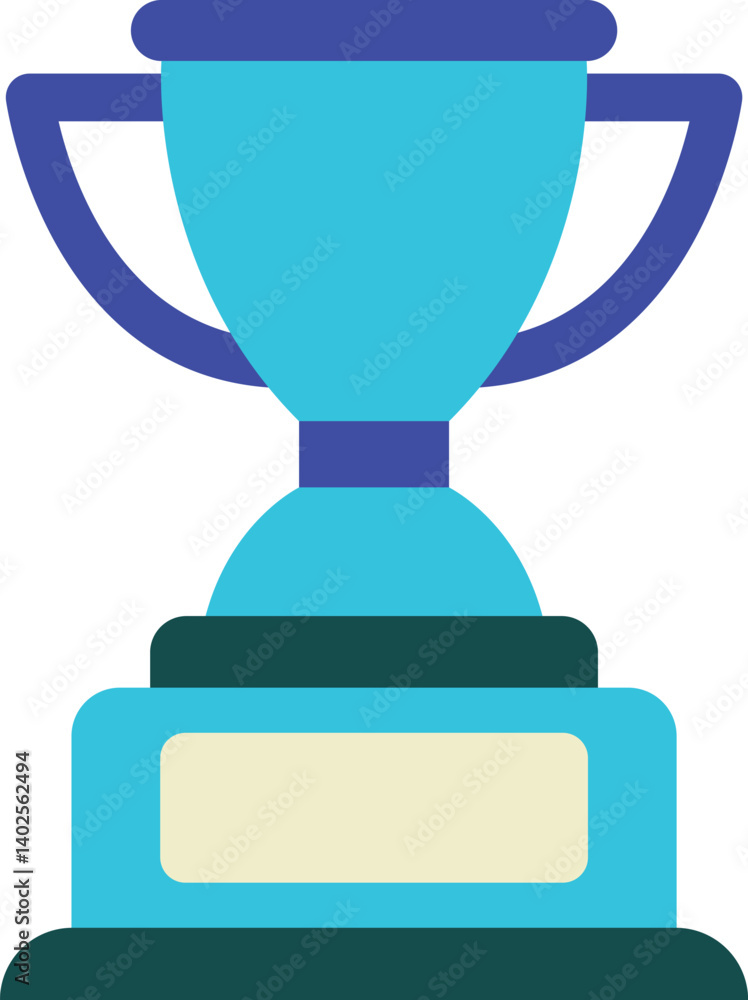 Blue Trophy Icon: A vibrant blue trophy icon with a teal base and purple accents, perfect for celebrating success, awards, and achievements. The blank plaque offers space for personalization. Blue Trophy Icon: A vibrant blue trophy icon with a teal base and purple accents, perfect for celebrating success, awards, and achievements. The blank plaque offers space for personalization.