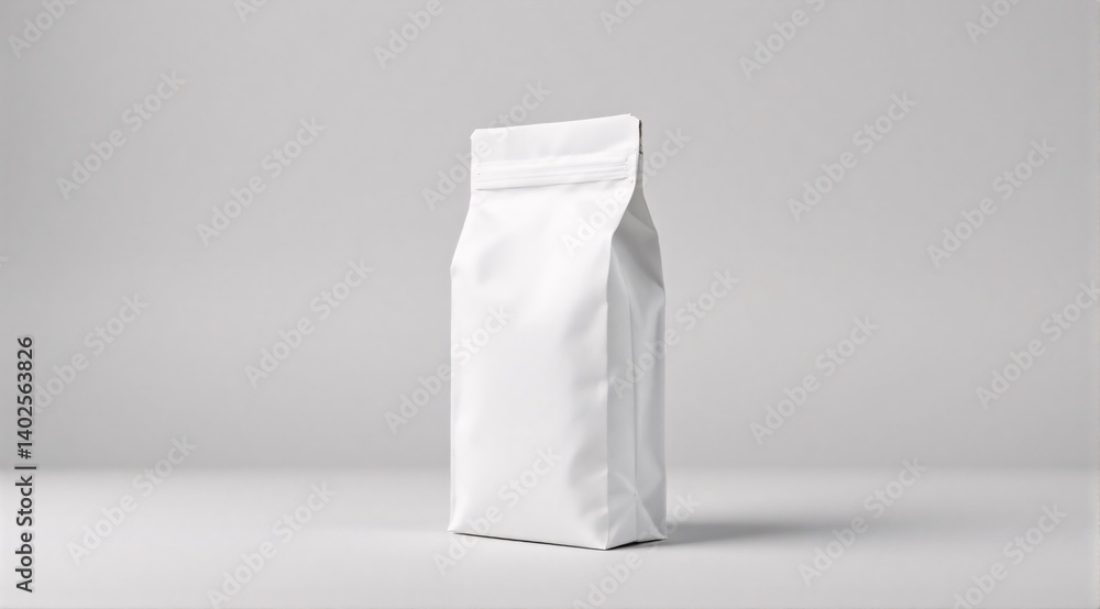 A clean white paper bag with ziplock is placed in a clean white studio, with soft shadows enhancing its premium look. A clean white paper bag with ziplock is placed in a clean white studio, with soft shadows enhancing its premium look.