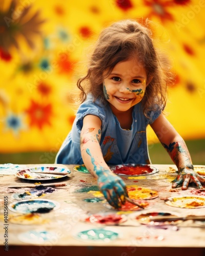Happy Little Artist Covered in Paint