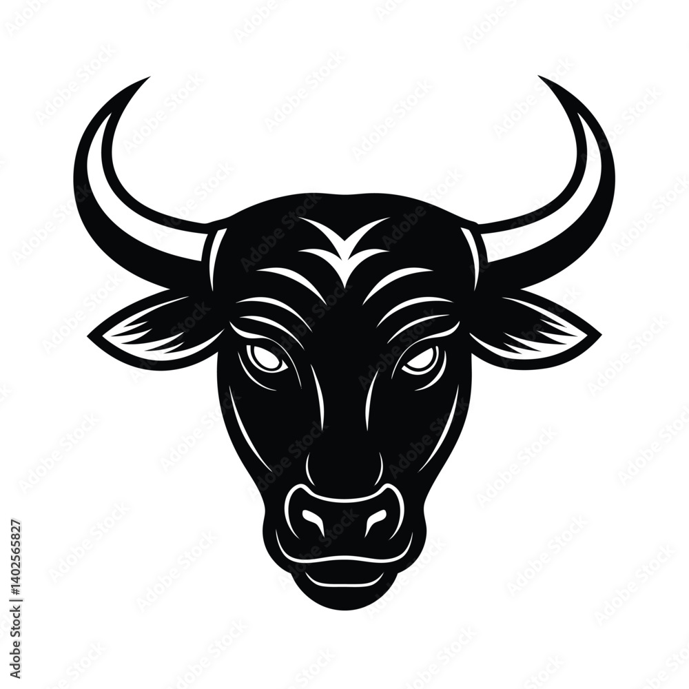 Naklejka premium minotaur head bull horns vector art silhouette