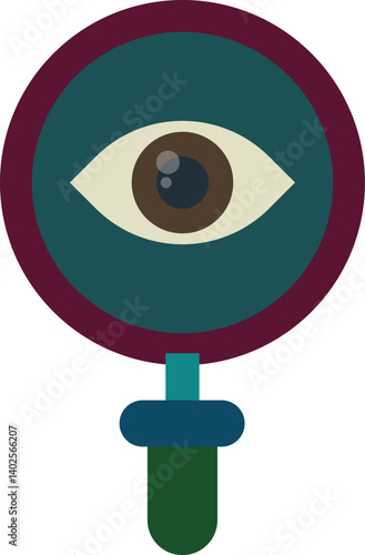 Seeing is Believing: A magnifying glass with an eye symbol, representing the concept of observation, scrutiny, or detail.