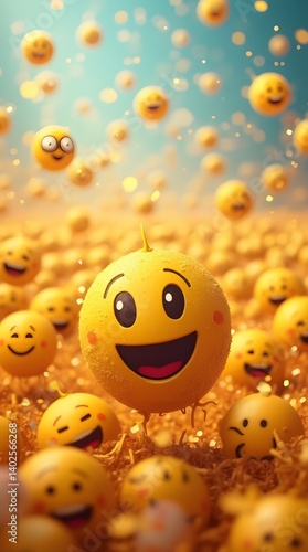 Cheerful Emoji Crowd