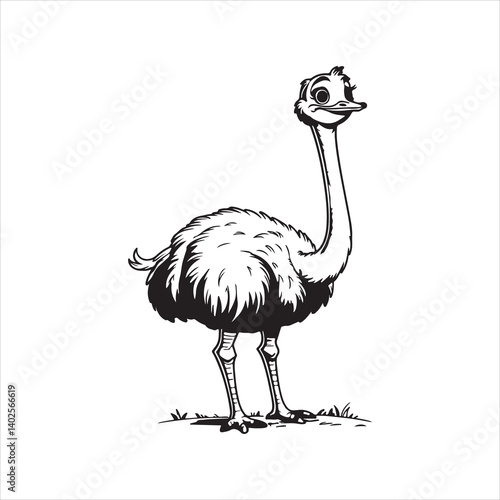Ostrich Coloring Page Vector Art,
Adorable Ostrich Outline for Kids and Adults
Wildlife Ostrich Line Art Design,,
Nature Animal Ostrich Cartoon Drawing,
