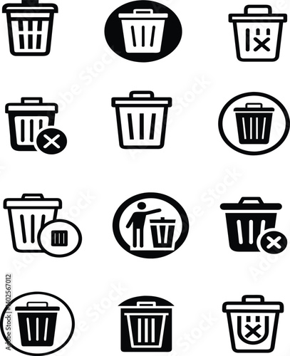 trash icons, designed for clarity in apps, websites, and software.