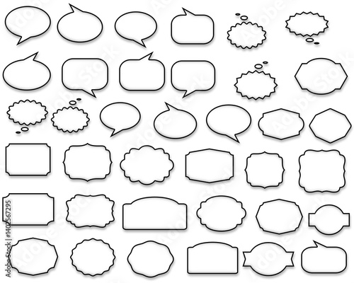 Collection of Blank Speech Bubbles and Text Boxes Diverse Shapes and Sizes for Design Projects