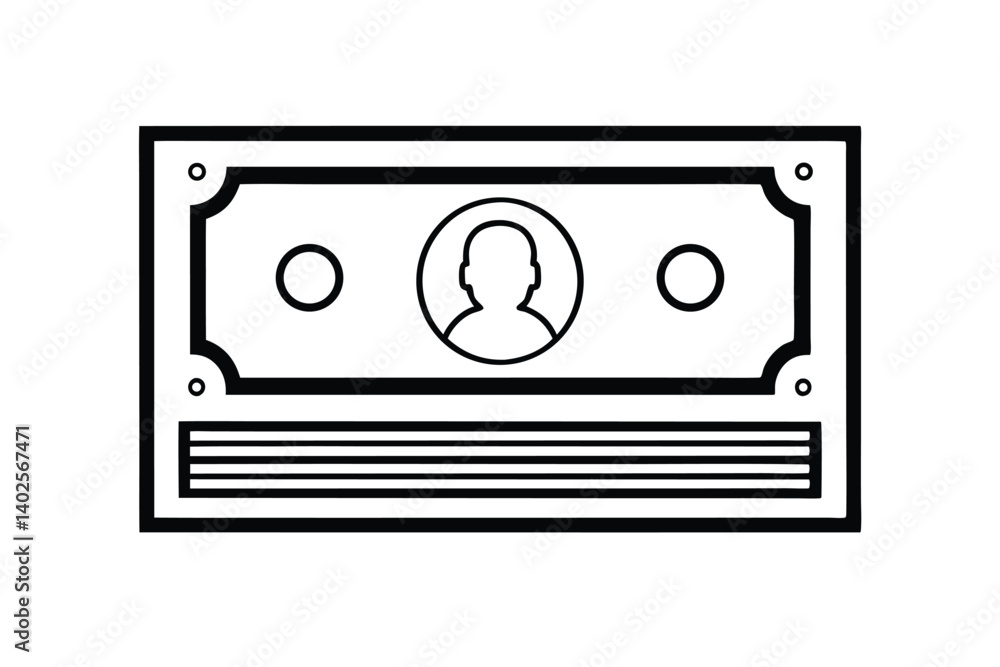 Simple Line Art Illustration of a Generic Banknote Simple Line Art Illustration of a Generic Banknote