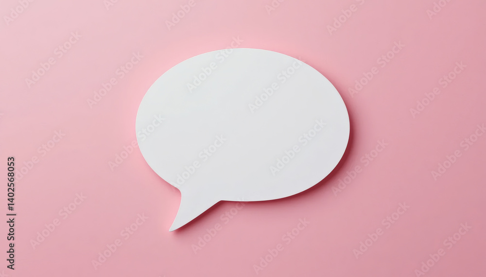 Blank speech bubble on light pink background with space for text, top view design Blank speech bubble on light pink background with space for text, top view design