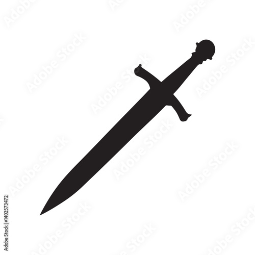 Roman sword silhouette vector illustration on white background
