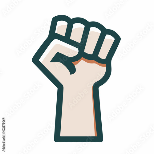 Fist raised up empowerment icon protest sign graphic isolated