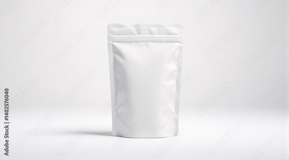 A clean white paper bag with ziplock is placed in a clean white studio, with soft shadows enhancing its premium look. A clean white paper bag with ziplock is placed in a clean white studio, with soft shadows enhancing its premium look.