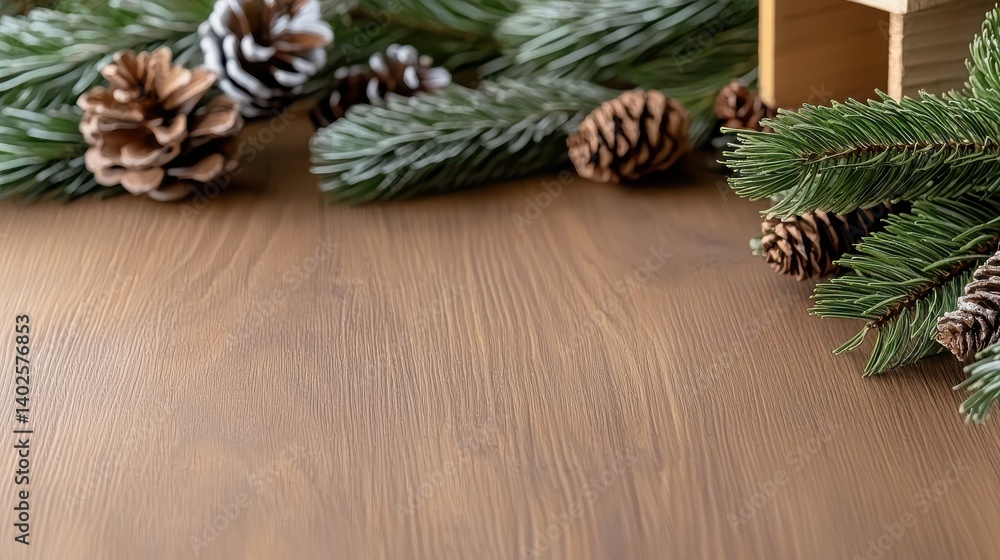 Natural Arrangement of Pine Cones on Rustic Wooden Table Surface Display Natural Arrangement of Pine Cones on Rustic Wooden Table Surface Display