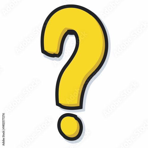 Yellow question asks uncertainty on white background isolated