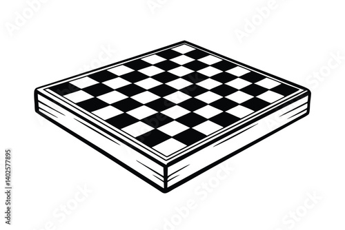 Isometric Chessboard Illustration In Black And White Strategy Game Design Element For Clip Art Projects And Game Illustrations