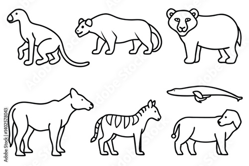 endangered species line art conservation of vulnerable animals