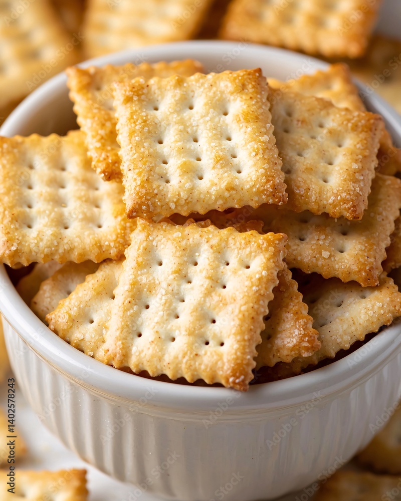 Crunchy and Light Snack Crackers in a White Bowl Perfect for Parties or Casual Gatherings