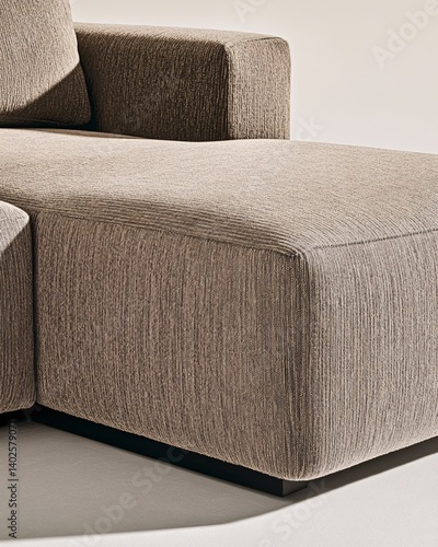 Obraz na płótnie Cozy and Modern Beige Sofa Sectional with Soft Textured Fabric for Stylish Living Room Decor and Comfortable Seating w salonie
