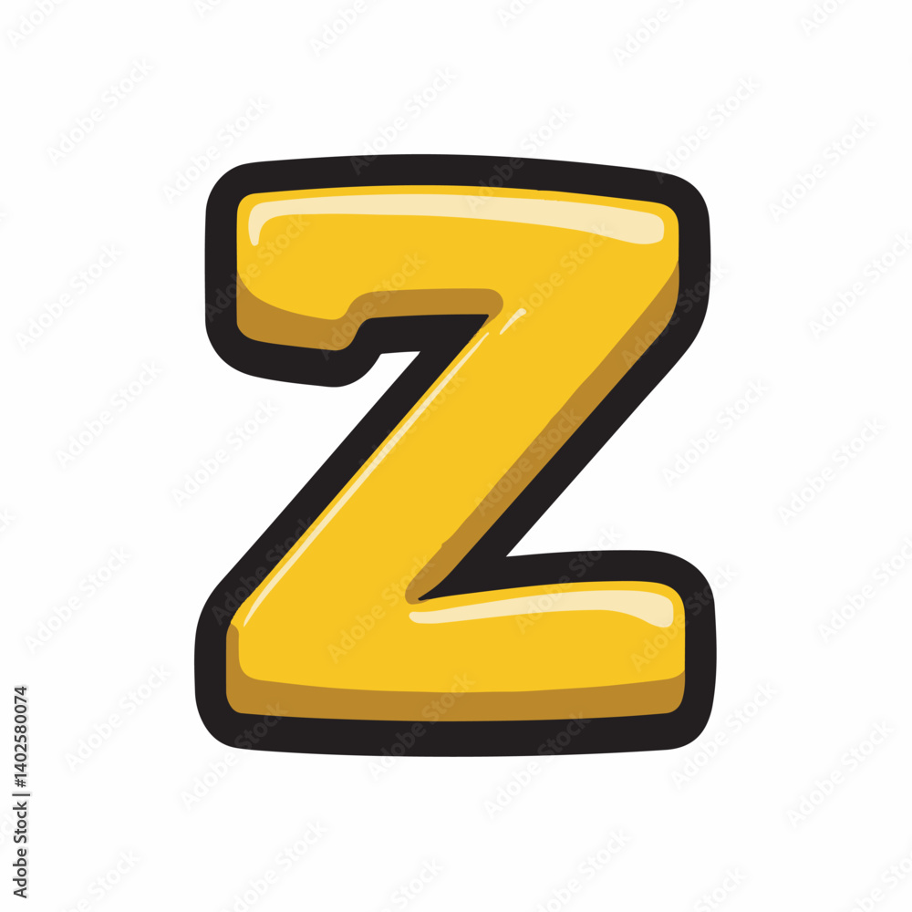 Glossy z letter shines brightly against plain background Glossy z letter shines brightly against plain background