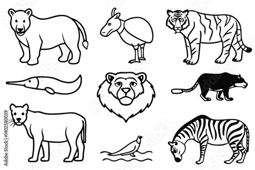 endangered species line art wildlife conservation awareness design
