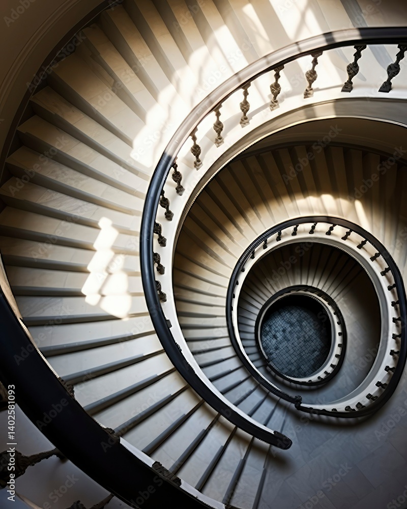 Fototapeta premium Elegant Spiral Staircase in Classic Building Interior