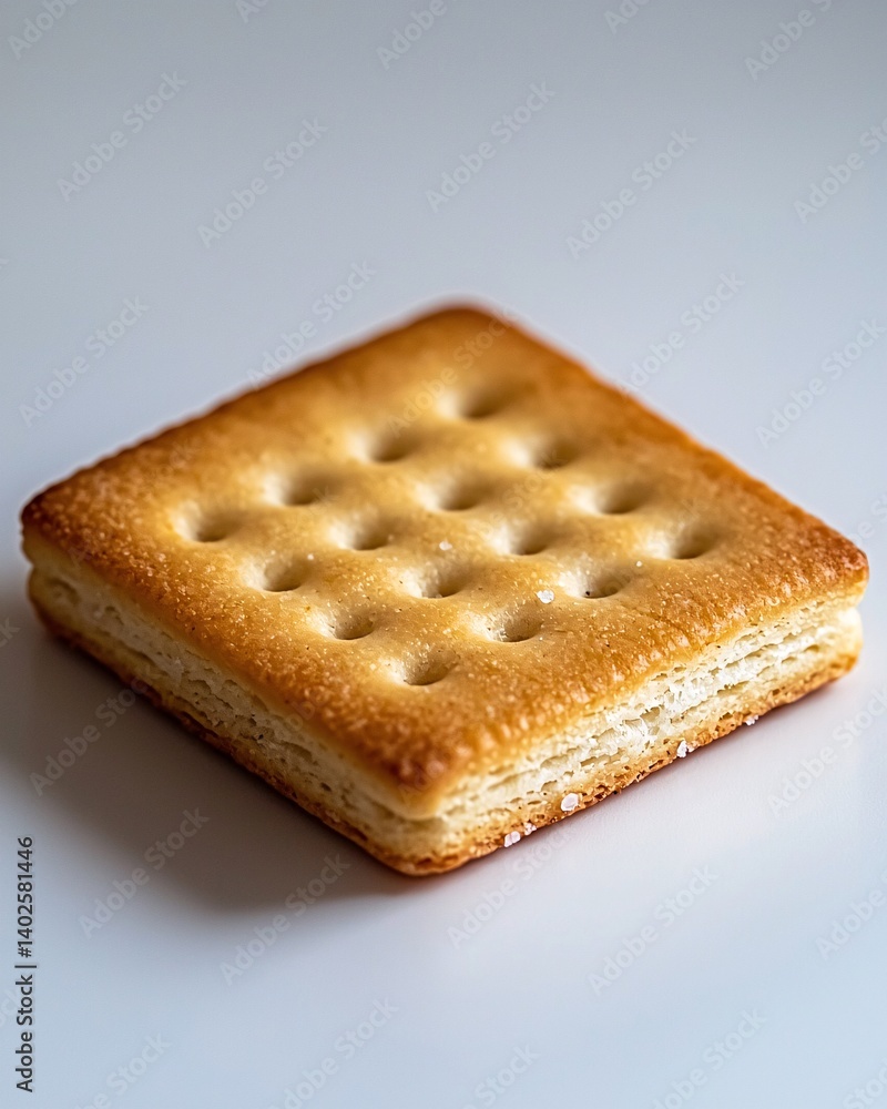 Perfectly Baked Golden Square Biscuit with Textured Surface Ideal for Snack and Dessert Use