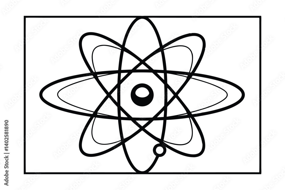 Simple Black And White Atom Illustration Depicting Science Education And Nuclear Physics Research For Backgrounds And Conceptual Designs Simple Black And White Atom Illustration Depicting Science Education And Nuclear Physics Research For Backgrounds And Conceptual Designs
