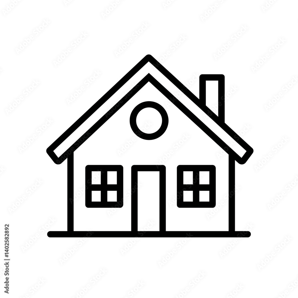 Minimalist black outline of a house icon isolated on transparent background Minimalist black outline of a house icon isolated on transparent background