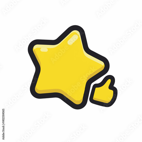 Golden star approves with thumbsup icon design isolated