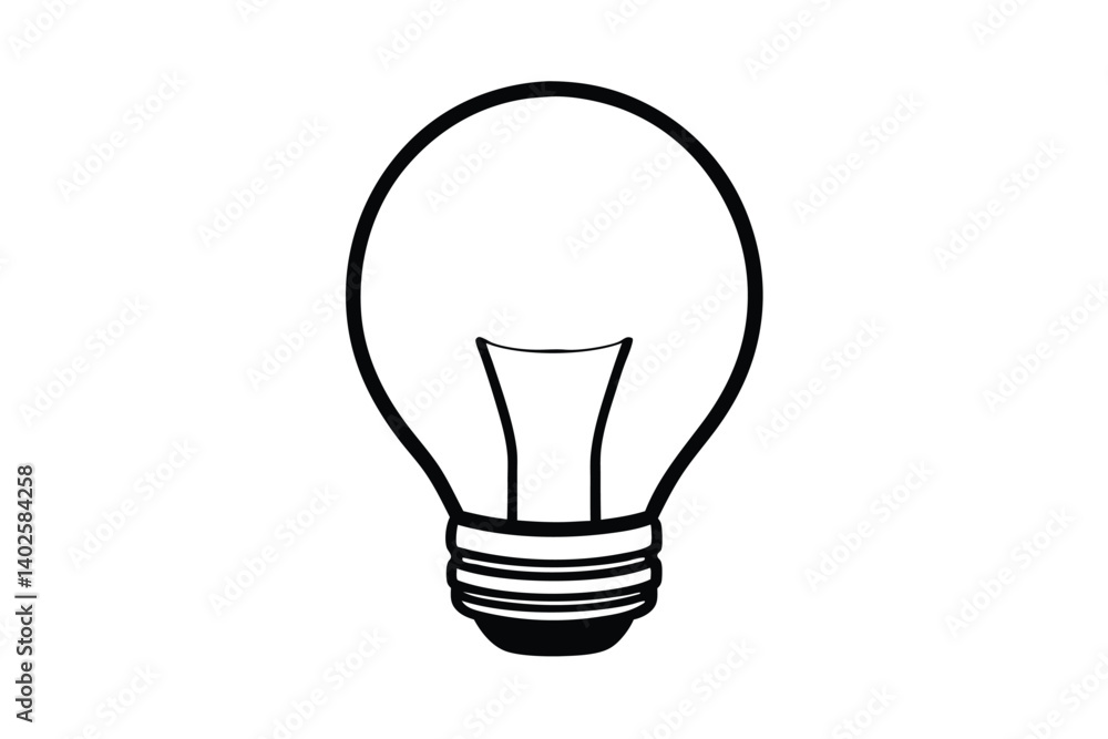 Isolated Light Bulb Illustration With Black Outline On White Background For Creative Design And Educational Projects Isolated Light Bulb Illustration With Black Outline On White Background For Creative Design And Educational Projects