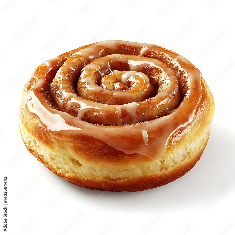 Fototapeta premium A freshly baked cinnamon roll with a golden brown crust, soft, buttery interior