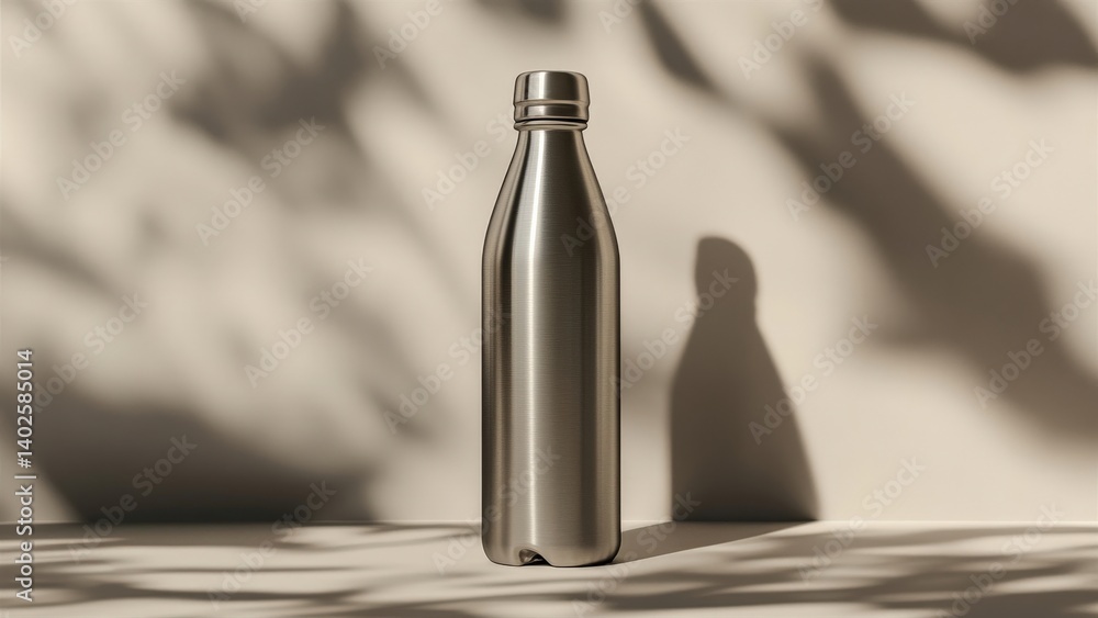 Metal Water Bottle with Artistic Shadows and Minimalist Style Metal Water Bottle with Artistic Shadows and Minimalist Style