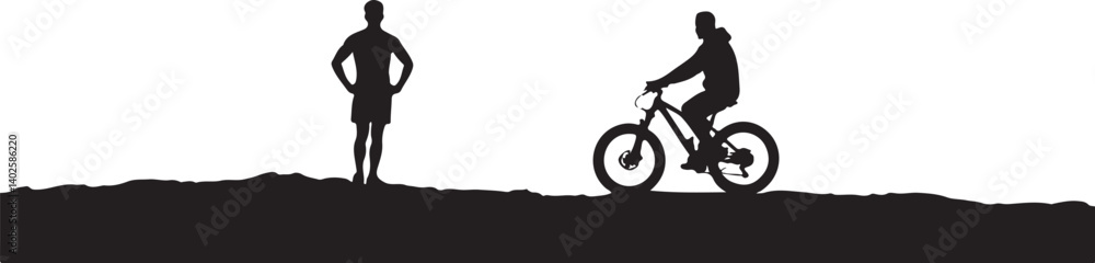 silhouette of a man with a bicycle silhouette of a man with a bicycle