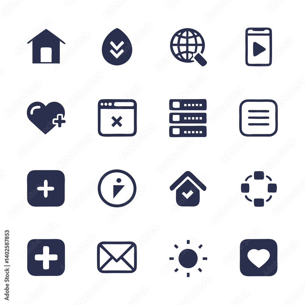 Hand-drawn UI Icon Set - Minimalist Dark Icons Hand-drawn UI Icon Set - Minimalist Dark Icons