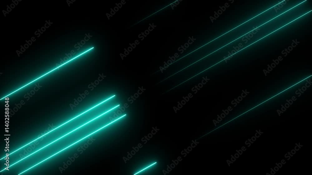 Cyan neon lines moving on black background. Motion backgrounds, digital visuals,looping background and futuristic glowing animations Cyan neon lines moving on black background. Motion backgrounds, digital visuals,looping background and futuristic glowing animations
