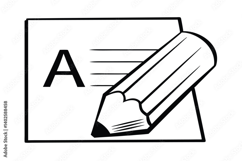 Black And White Illustration Of Pencil Writing On Paper For Educational Resources And Creative Projects Black And White Illustration Of Pencil Writing On Paper For Educational Resources And Creative Projects
